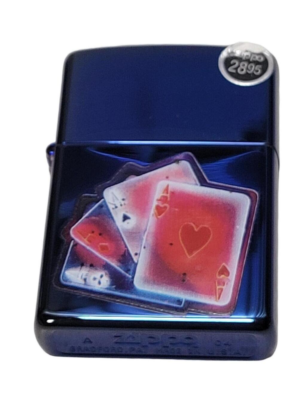 Vintage 2004 Smart Ace Playing Cards Blue Zippo Lighter New Sealed